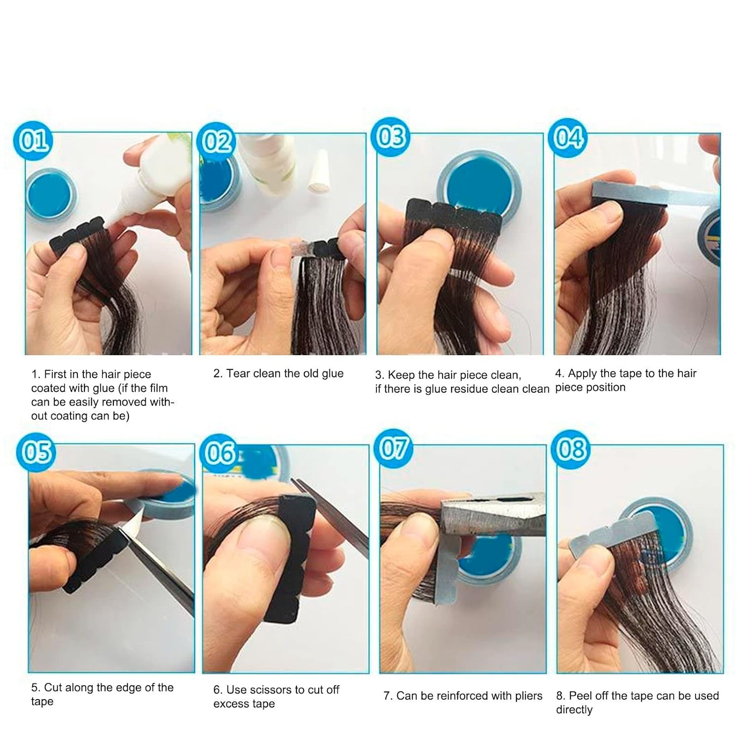 Hair Extensions Support Tape Strong Adhesive Hypoallergenic Blue Glue for Wigs Hair Salon image number 2