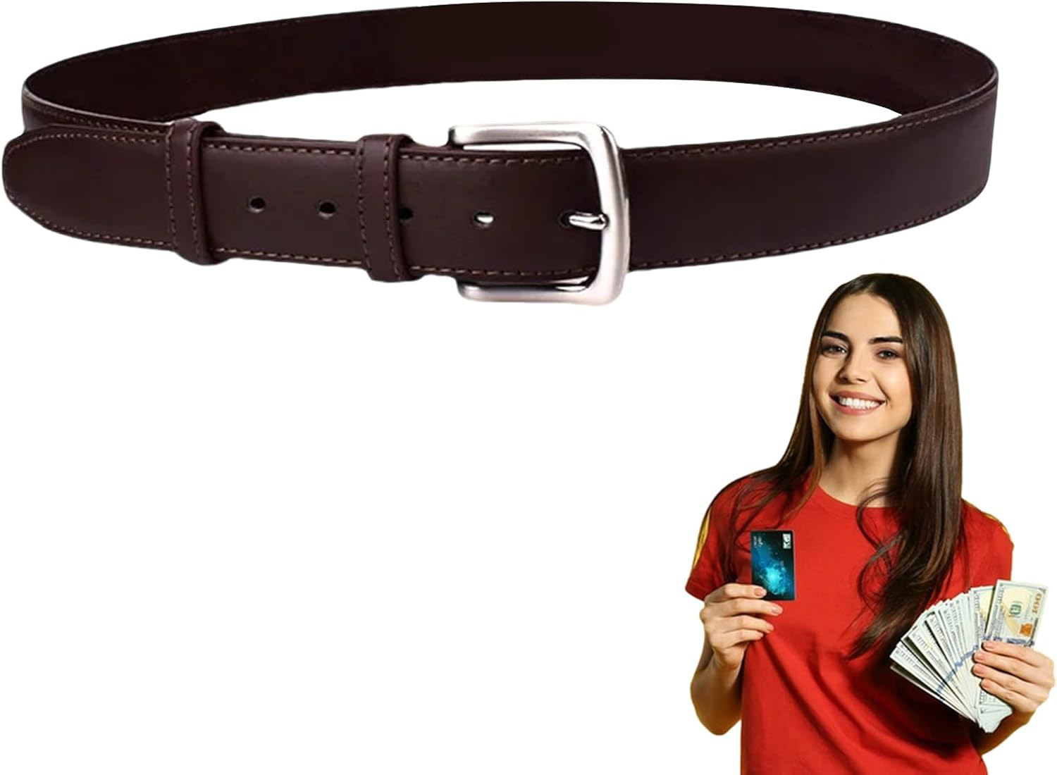 Money Belt - Travel Waist Belt, Hidden Travel Wallet | Belt Wallet for Travel, Hidden Valuables Belt, Secure Zip Bag, Anti-Theft Bag, Passport Holder for Yourself, Brown, Siehe Beschreibung, See - B image number 5