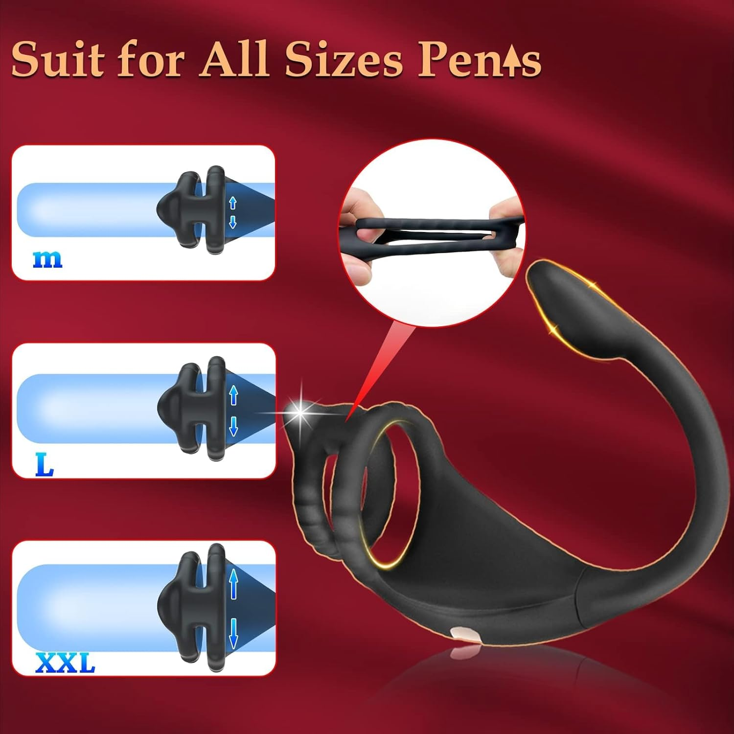 Vibrating Cock Ring Taint Stimulator, Remote Control Anal Butt Plug Prostate Massager Penis Ring Male Vibrators for Men Pleasure Sex Toys for Adult Couples image number 3