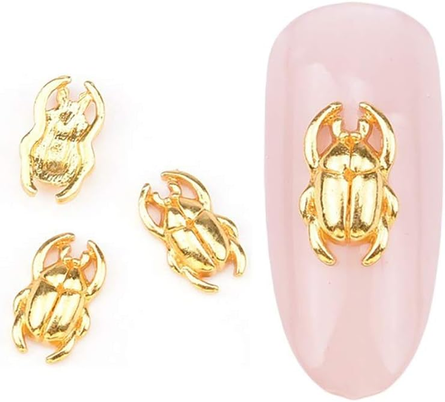 Metal Nail Studs Scarab Nail Art Decorations Accessories Polish Nails Charms (Color : YH13)