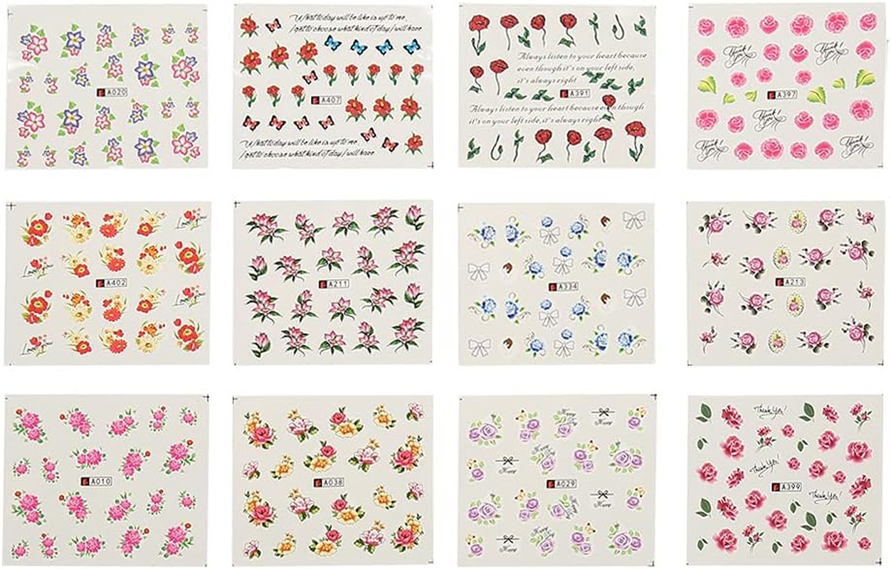 Mingzhe Nail Art Water Transfer Sticker 50 Sheets Mixed Flower Cartoon Decals for DIY Nail Design Festival Decoration (BLE Series) image number 5