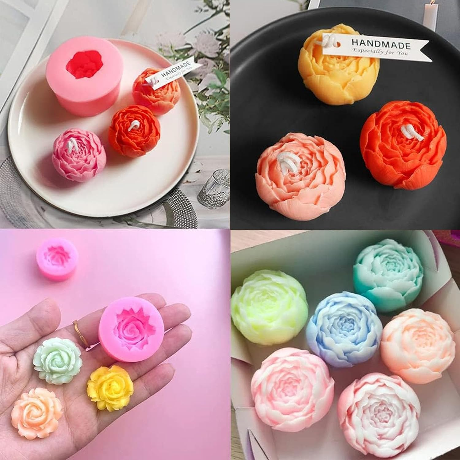 6 Pcs Flower Silicone Mold,Bloom 3D Rose Flower Silicone Molds for Resin Candle Mold,Soap Candle Making,Flower Silicone Mold Crafts Making Supplies for Valentine'S Day Gifts image number 5