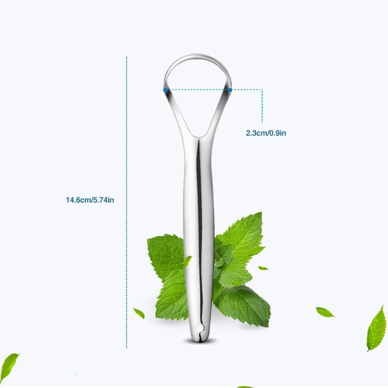 AIMALL Stainless Steel Tongue Scraper, Oral Hygiene Cleaner for Bad Breath, Dental Care Tool to Remove Germs & Residue, Durable & Hygienic Design, 5.75-Inch Length image number 1
