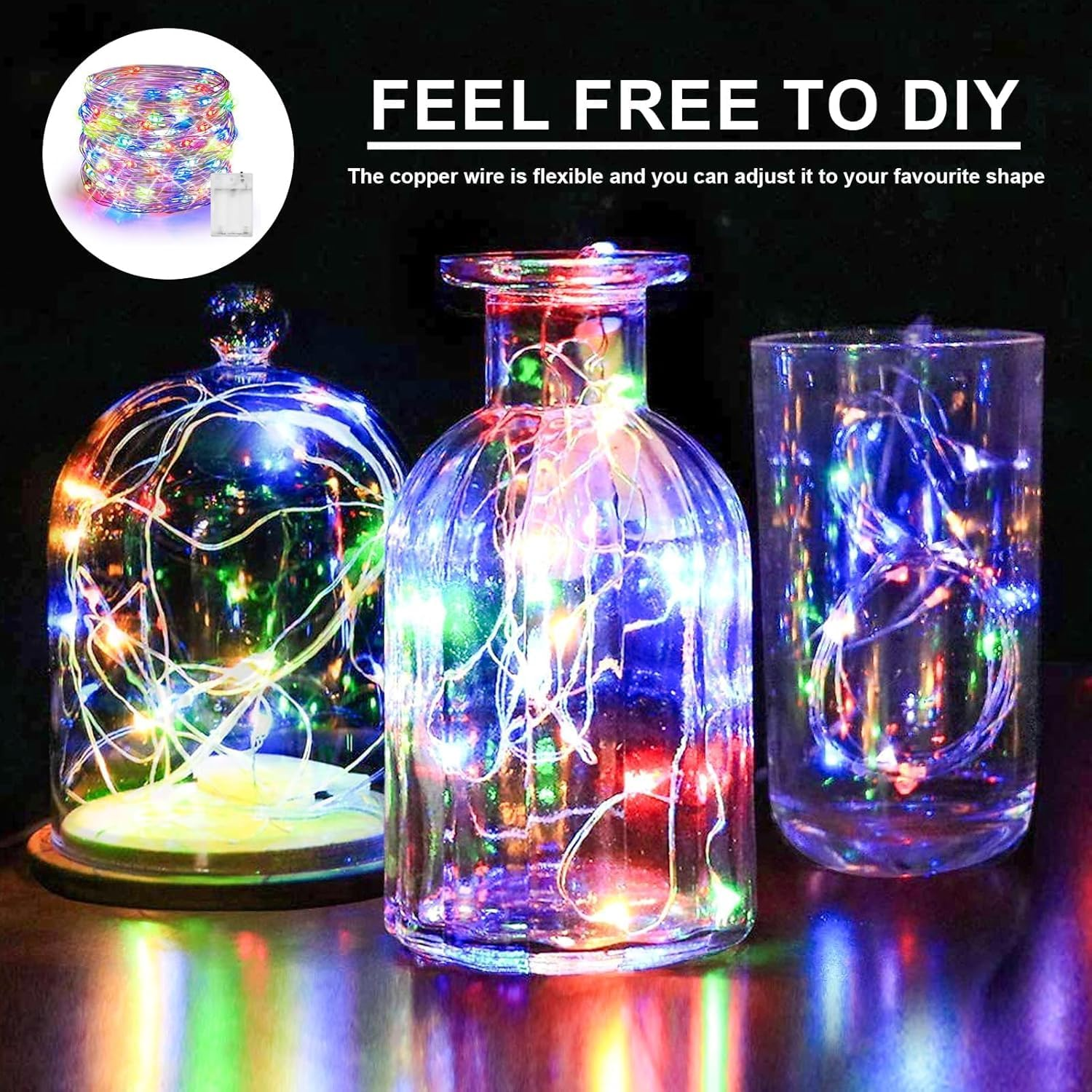 Fairy LED String Light Battery Operated,10M/100Led 3XAA Battery Case, Indoor Outdoor String Lights for Xmas Tree,Wedding, Halloween, Party, Garden Decoration(Battery Not Included) (Deep Color) - Deep Color image number 3