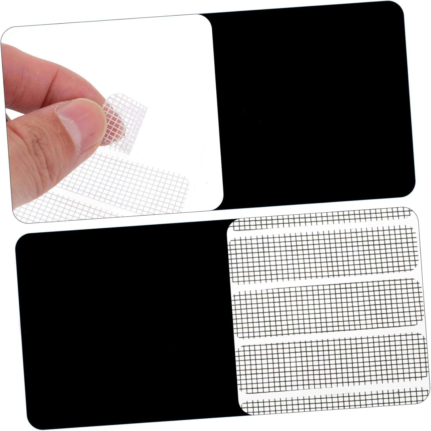 ARTIBETTER Window Screen Repair Tape Fiberglass Mesh Sticker 10 Sheets Black and White Pet Reinforced Adhesive for Door and Window Drain Hole Patch Mesh Repair in Home image number 1