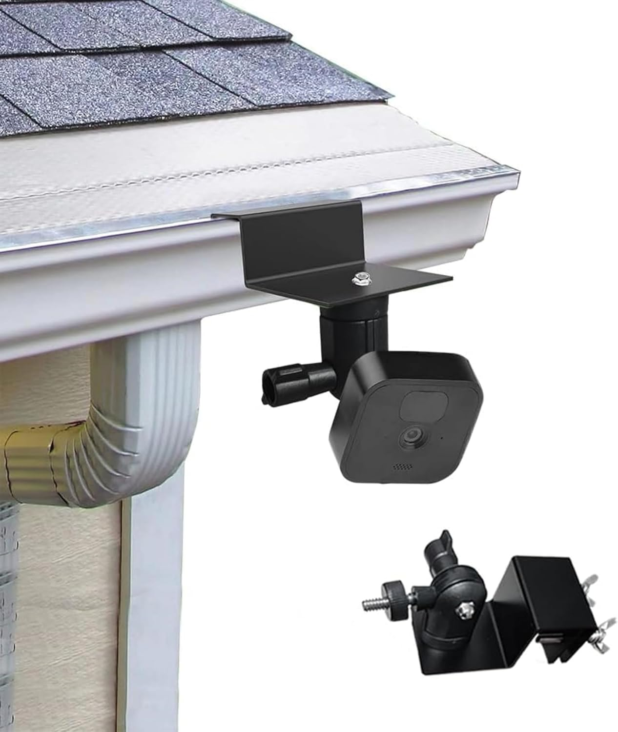 Gutter Mount for Camera/Solar Panel, Rustless Gutter Brackets Aluminum Alloy ABS Weatherproof Power Supply Mount Solar Panel Versions Compatible with Arlo Hd/Light/Utra/Pro 2/ Pro (Black)