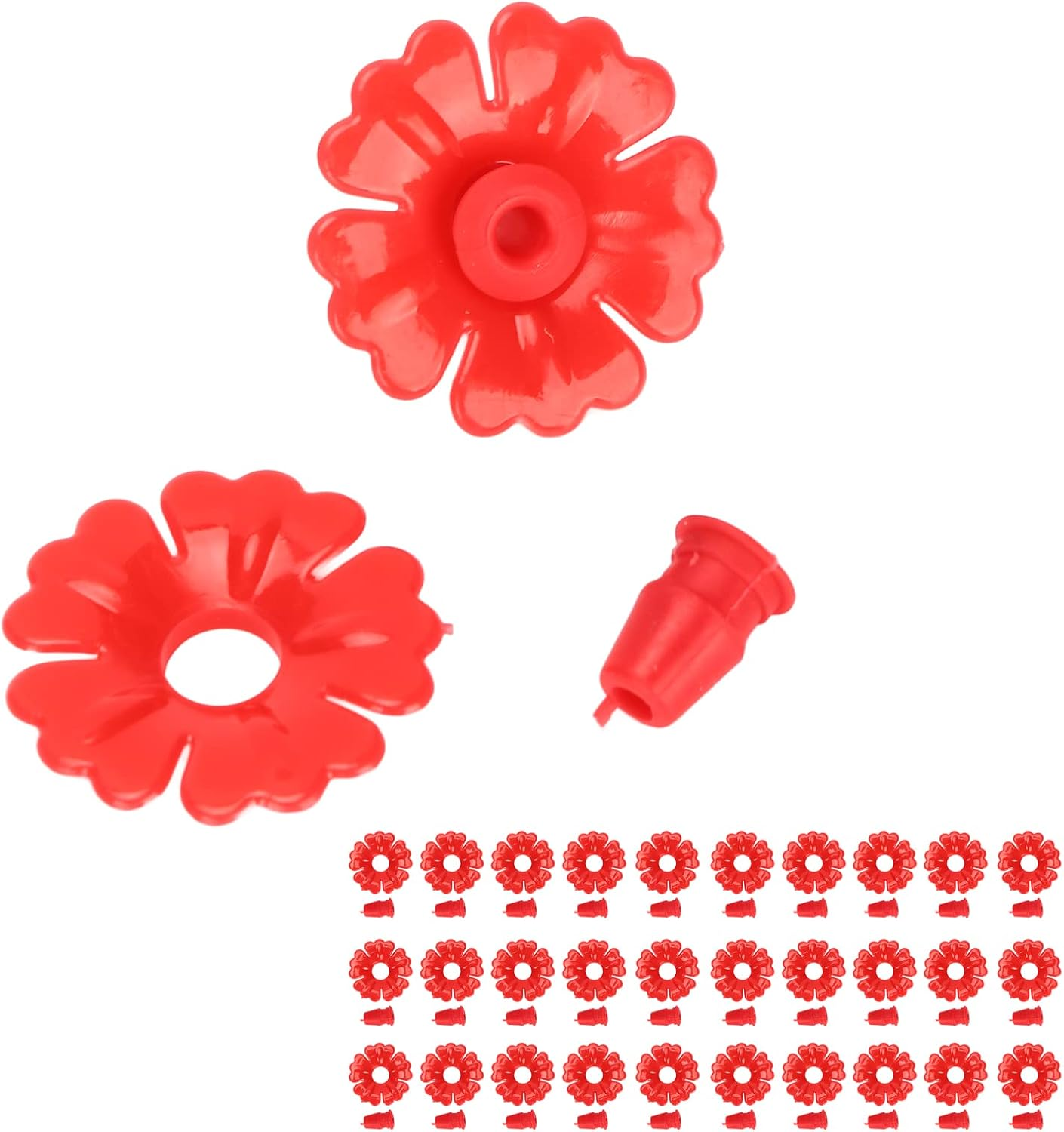 Eosnow 30 Set Hummingbird Feeder Flowers Hanging Bird Feeding Ports Replacement Parts Garden Supplies (Red) Best-1 Hummingbird Feeder Parts Replacement Parts Golf Cart Accessories image number 3