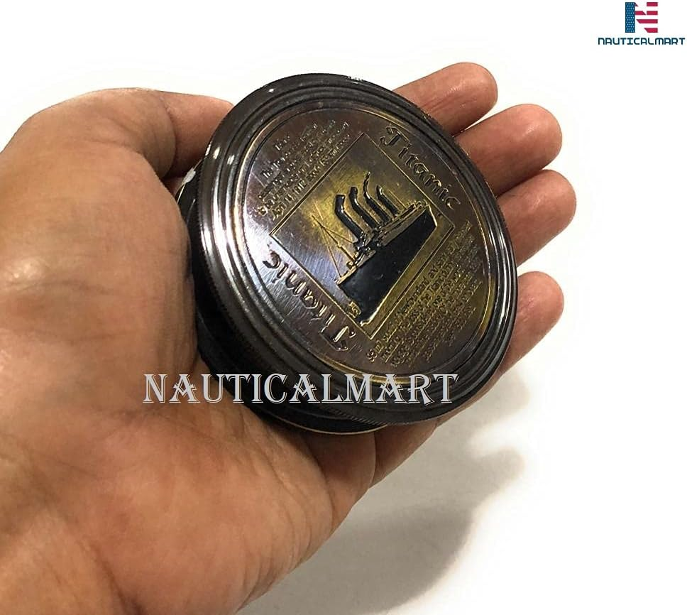 NAUTICALMART Titanic Antique Style Brass Compass Engraved Pocket Compass Unique Gift Baptism Gifts Missionary Gifts Birthday Gifts Love Gift image number 3