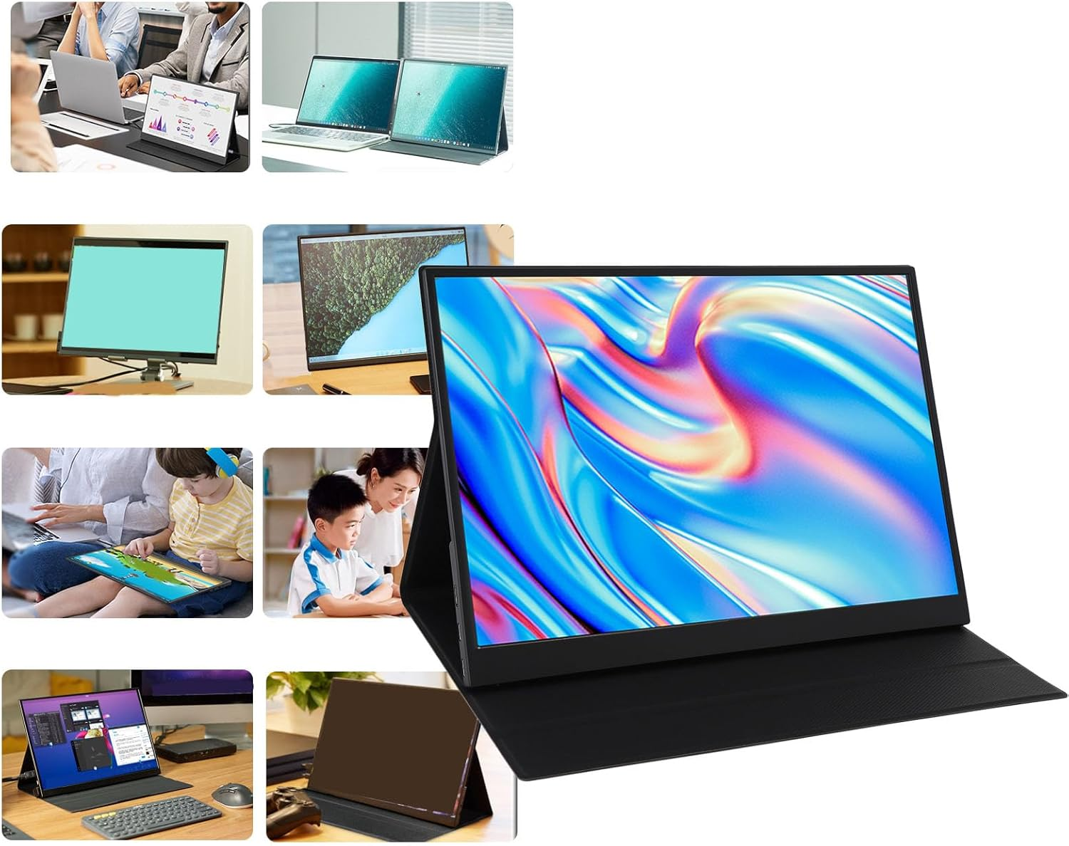 14Inch 2K Portable Monitor, 2160X1440 IPS HDR Touchscreen Display with Speaker, 300 Nits, USB-C/HDMI, Plug & Play, Dual Speakers, for Laptop/Pc/Gaming/Work image number 2