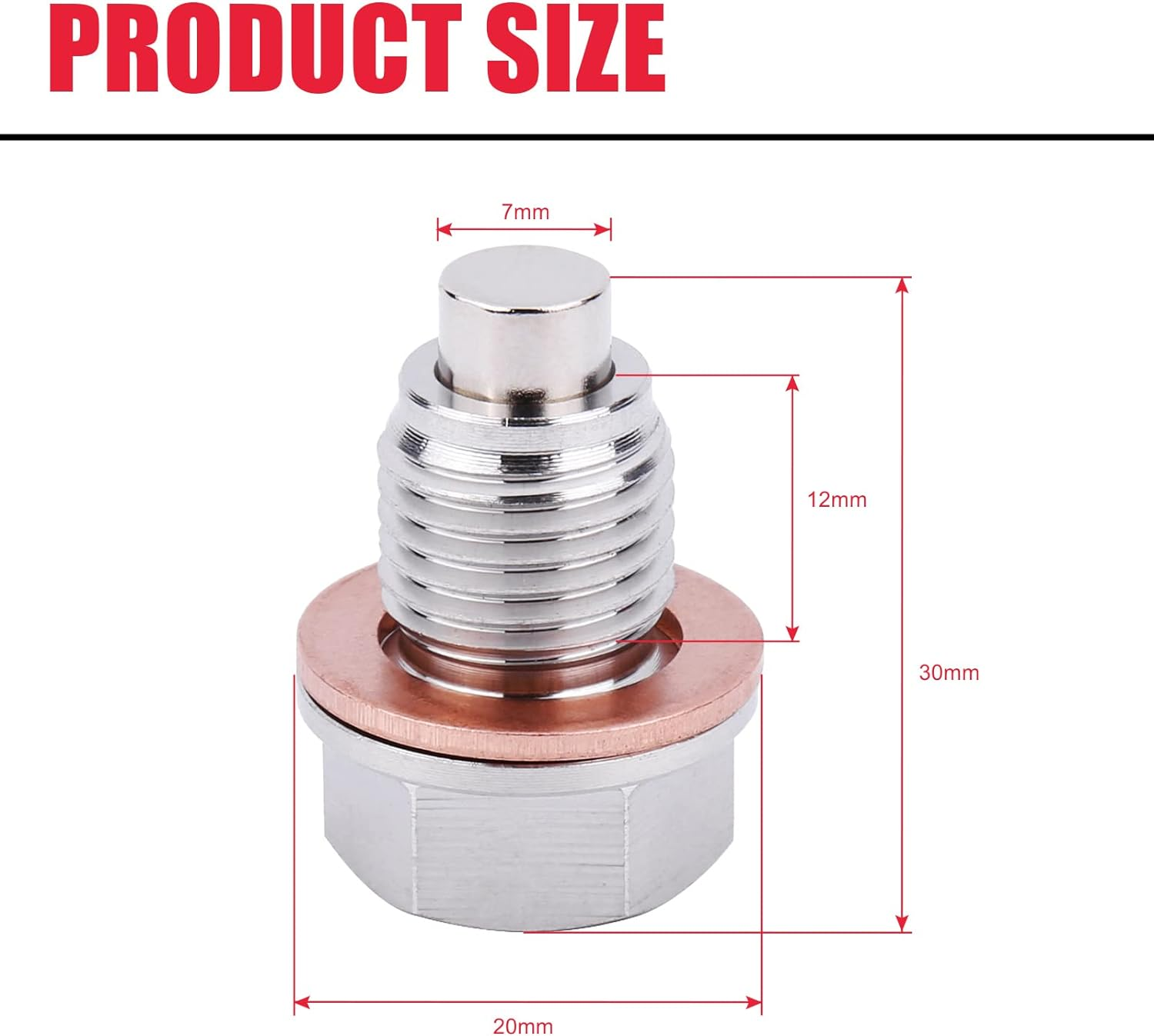 M14 X 1.5MM Stainless Steel Magnetic Oil Drain Plug with Neodymium Magnet Fits for Honda Acura Ford GM Mazda Hyundai KIA and More Vehicles