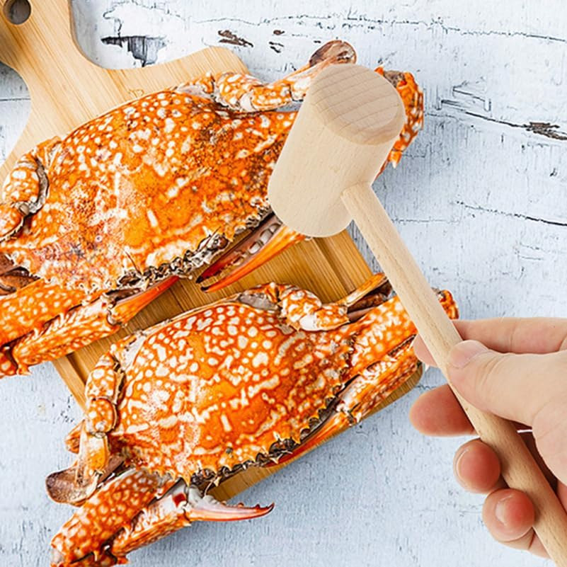KOMBIUDA 15Pcs Wooden Crab Mallets - Small Seafood Shellfish Hammers Dessert Making Mallet for Cakes Crabs and Lobsters Kitchen Utensil for Family Dinners image number 4