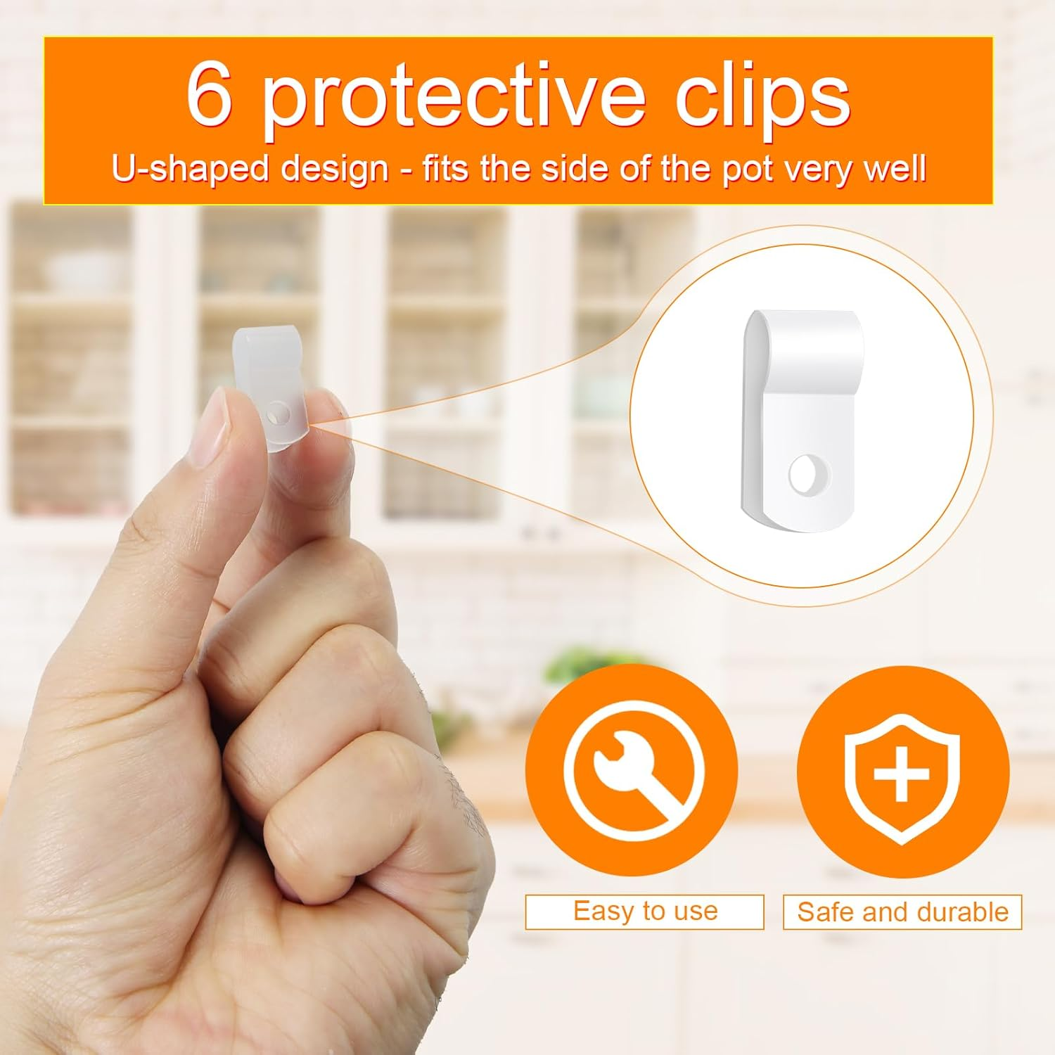 6Pcs Dutch Oven Lid Protector Clips, Cookware Protector Replacement Clips Stacking and Storage Plastic Bumpers Protective Clips for Dutch Oven Pots image number 4