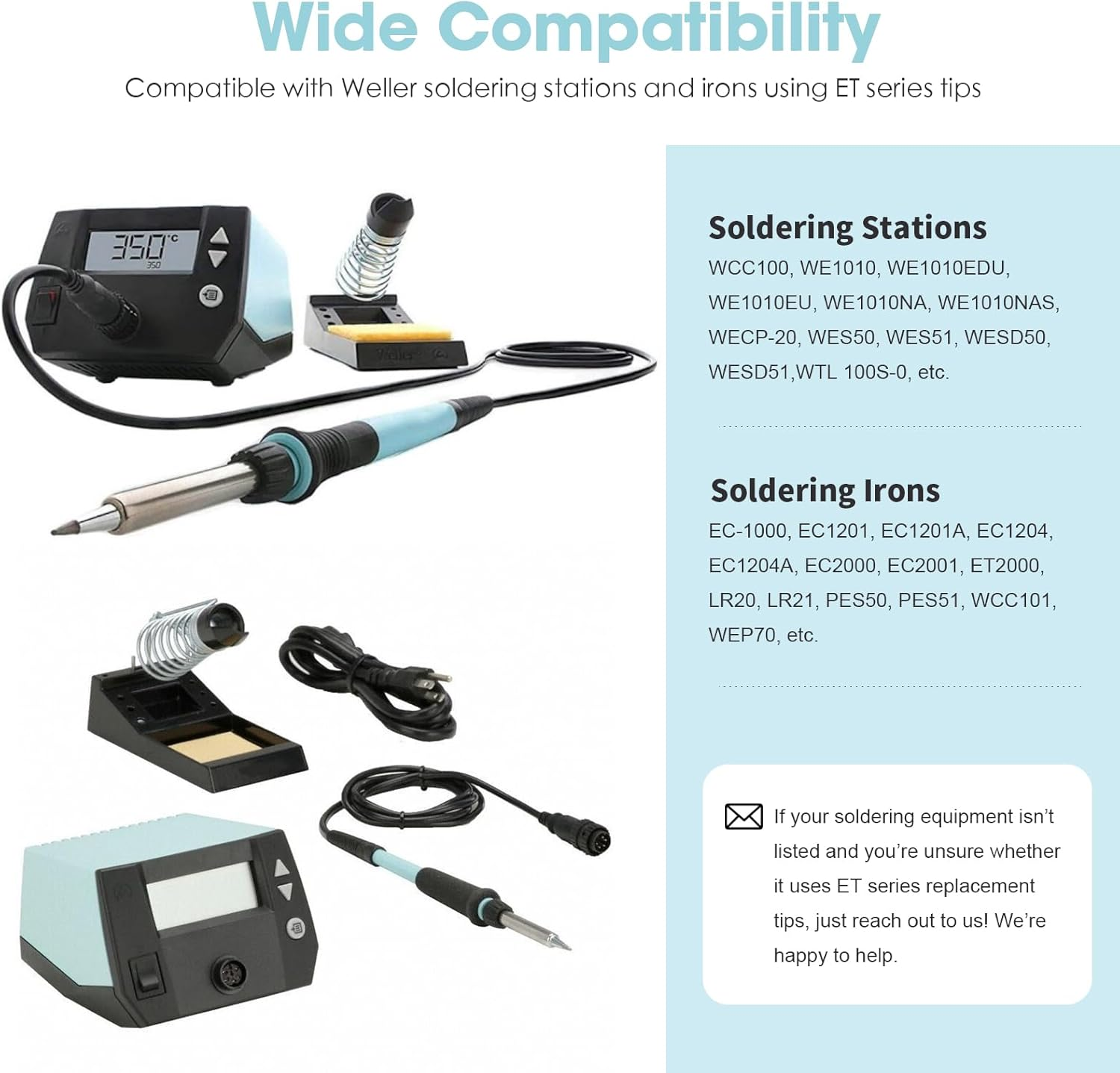 HANGLIFE ET Soldering Iron Tips for Weller WE1010NA WE1010EDU WES51/50 WESD51 WCC101 PES51/50 WEP70 LR21 and More Soldering Stations/Irons &ndash; Replacement Solder Tips for Weller Welding Equipment - 12Pcs image number 5