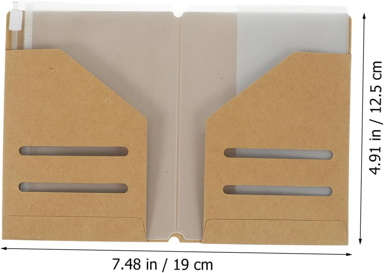 STOBOK Elegant Kraft Paper Passport Pouch 4 Pack PVC Travel Document Holder for ID and Credit Cards image number 1