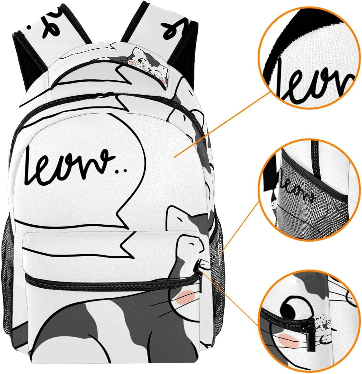 Cute Cat and Bubble Meow Backpack Students Shoulder Bags Travel Bag College School Tote Backpacks image number 2