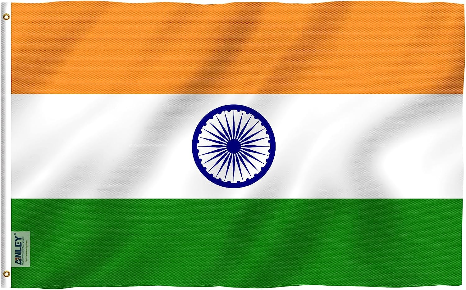 ANLEY Fly Breeze 3X5 Foot India Flag - Vivid Color and UV Fade Resistant - Canvas Header and Double Stitched - Indian National Flags Polyester with Brass Grommets image number 6