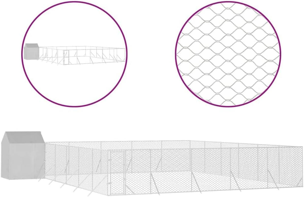 Outdoor Dog Kennel with Roof 12X12X2.5 M Galvanised Steel Pet Shelter Enclosure image number 3