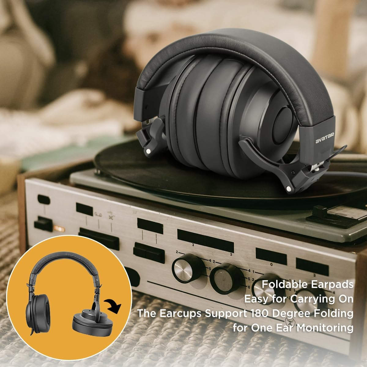 HXW DMH10 Electric Drum Headphones Over-Ear Wired Studio Monitor Headsets for Drummer, with Deep Bass, Noise Isolation, 3.5Mm Jack 1/4" Adapter, 3M Long Cable image number 1