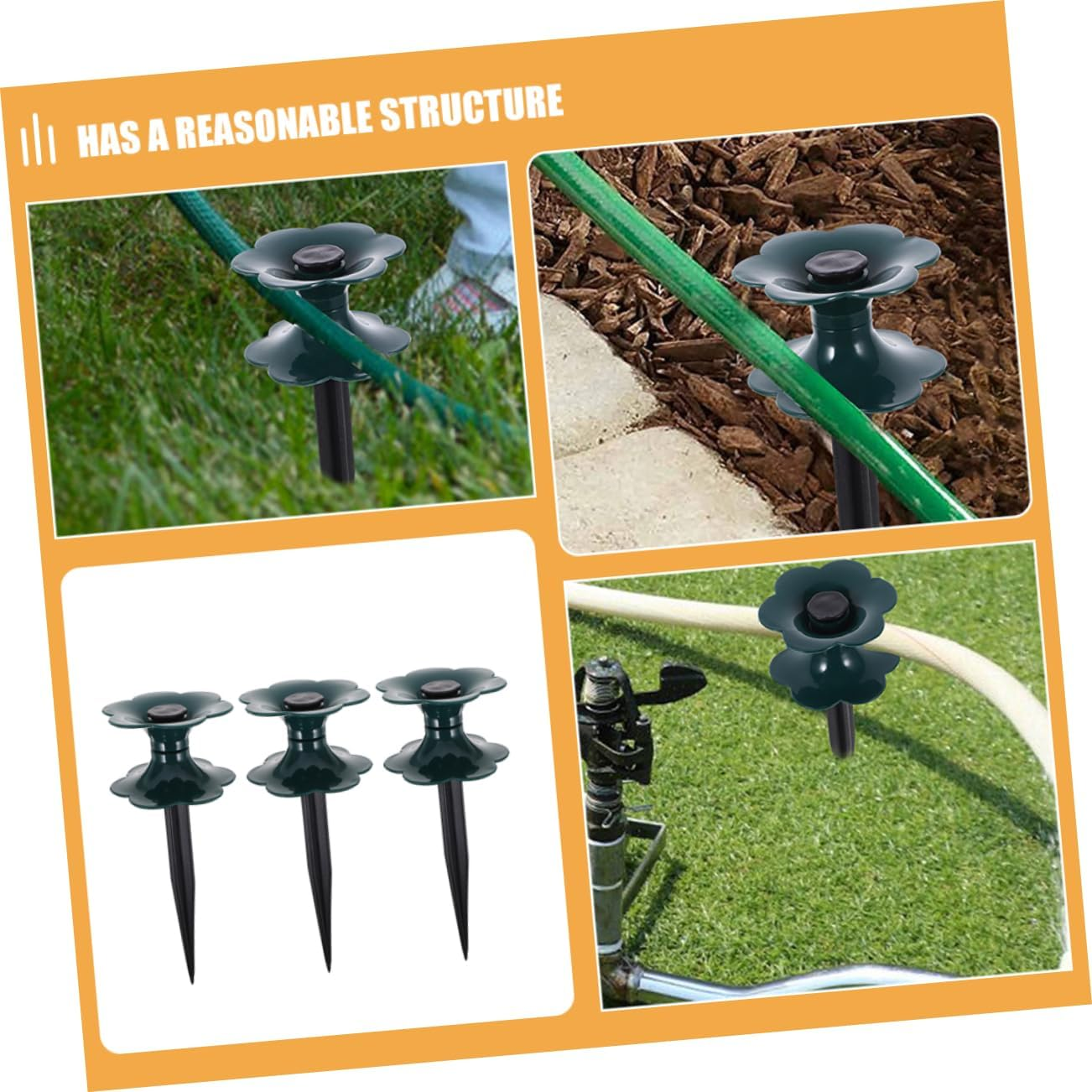 PHENOFICE 3Pcs Water Hose Reel Gardening Water Hose Guide Stakes Garden Holder Lawn Guide Spike Plant Watering Stakes image number 2