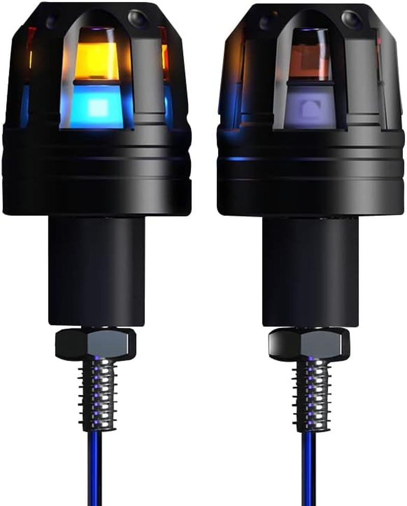TOTMOX Universal 7/8"(22Mm) Handlebar Grip Bar Plug Light, Motorcycle Turn Signal, Daytime Running Light, Bike Strobe Side Marker, 2 PCS LED Handle End Mount Lamp, Blinker Light, Amber White Light image number 2