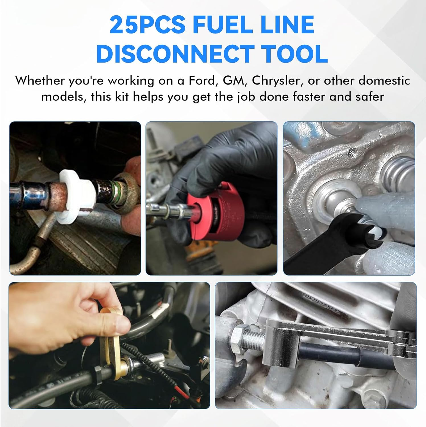 25Pcs Automotive Fuel Line Disconnect Tool Kit, AC & Transmission Fuel Line Removal Tool Set, Master Quick Disconnect Tool Set Compatible with Ford Chevy GM More Standard SAE Sizes image number 4