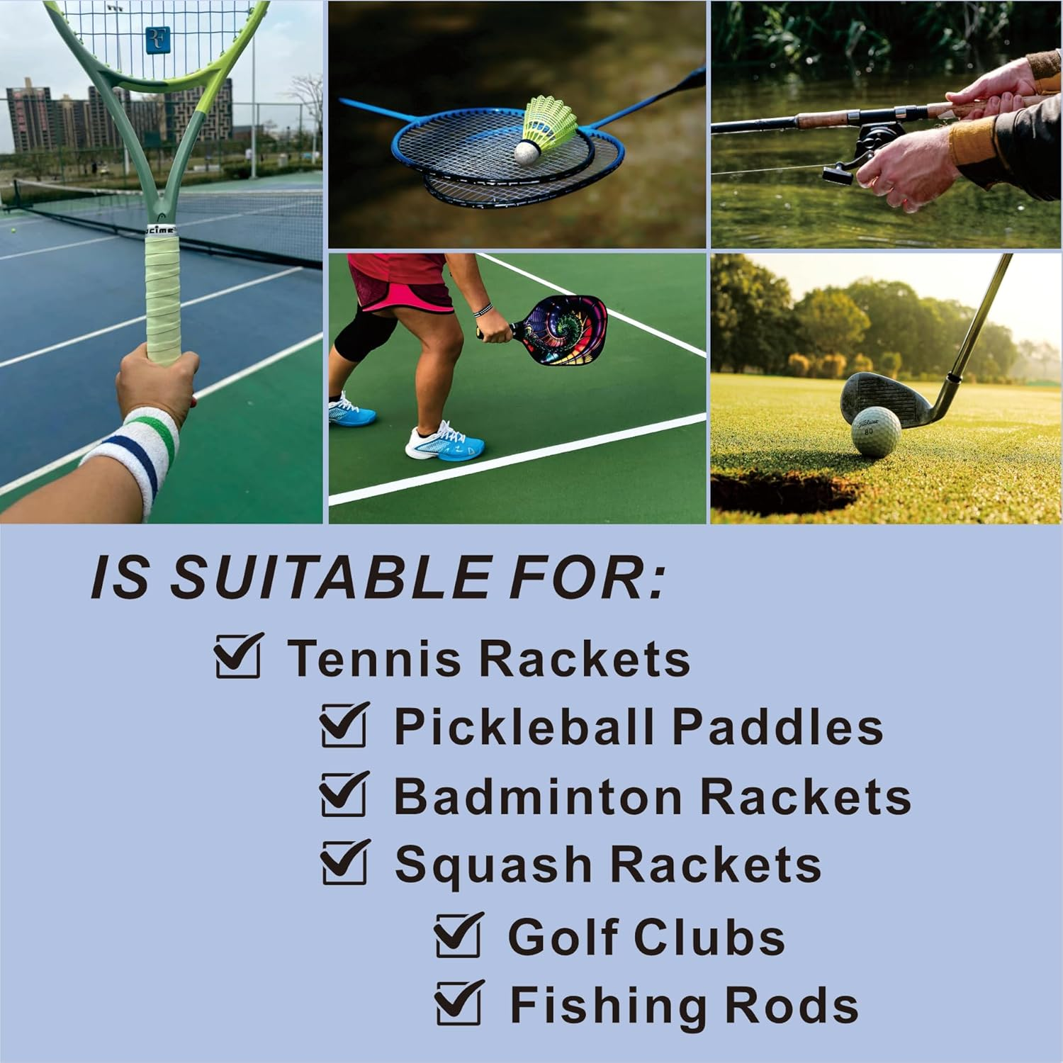 Anti Slip Tennis Overgrip, Racket Grip Tape for Tennis, Padel, Badmintion, Pickleball Racket, 6-Pack image number 6