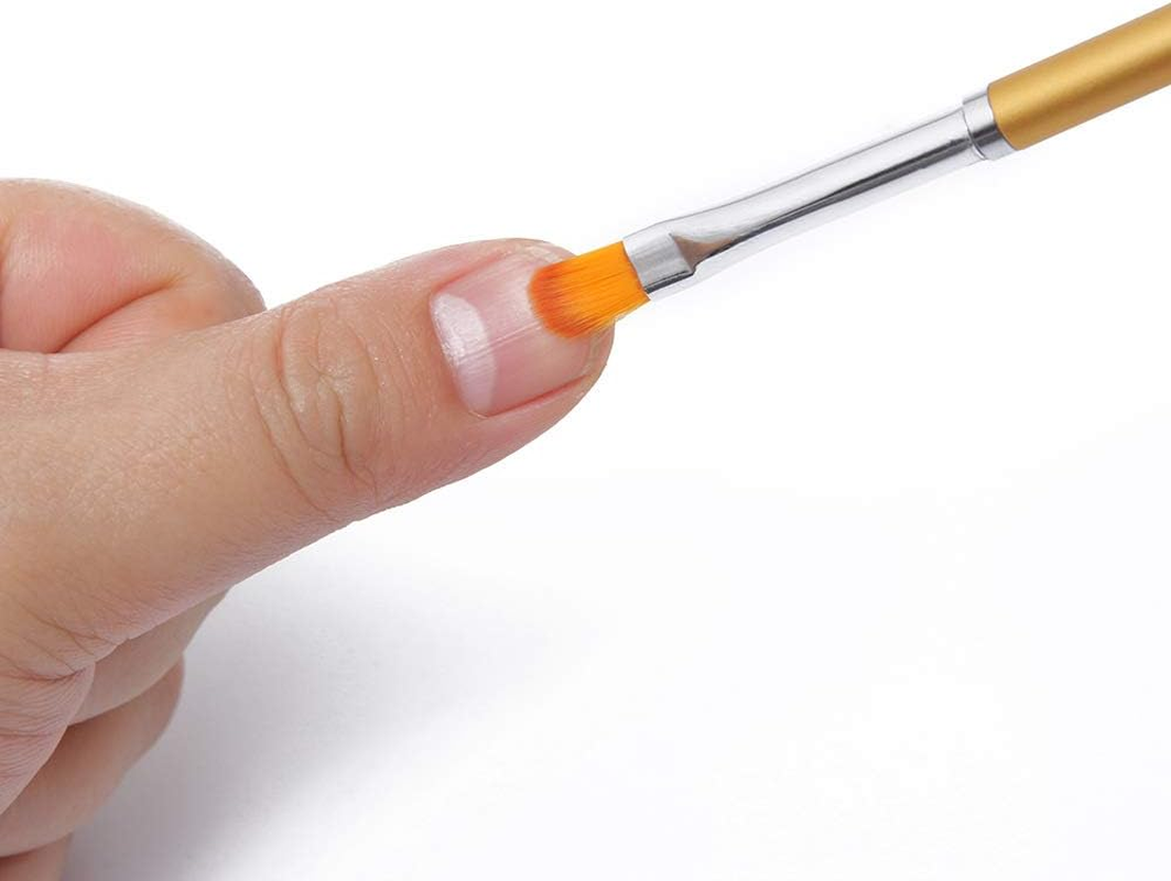 6PCS Nail Art Liner Brushes, Nail Art Brushes Set Acrylic UV Gel Glitter Drawing Painting Brushes Nylon Hair Carving Flower Pens Nails Tools (Golden Color, 7/9/11Mm, 6/8/10Mm) image number 1