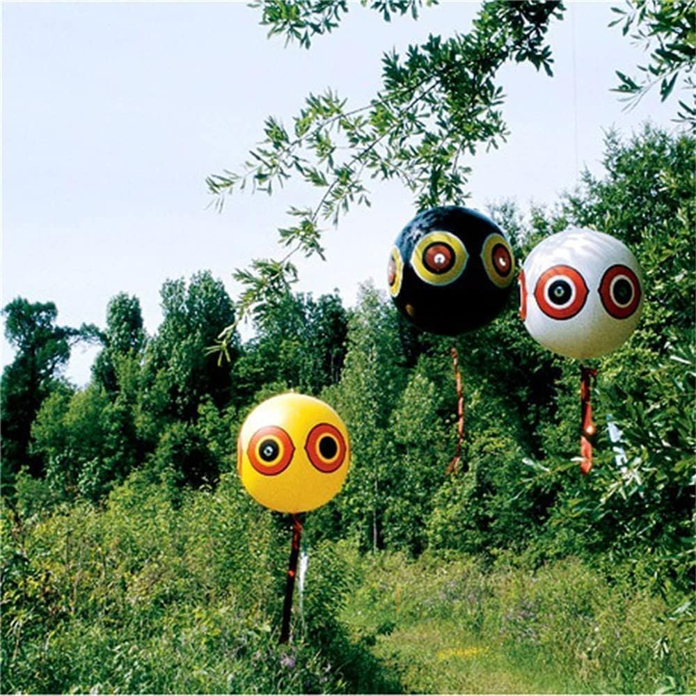 3 Pack Bird Deterrent Eye Balloons, Reflective Bird Scarers with Eye Stickers, Hanging Bird Repellent Ball, Inflatable Balloons Pigeon Deterrent for Gardens(3 Yellow) image number 5