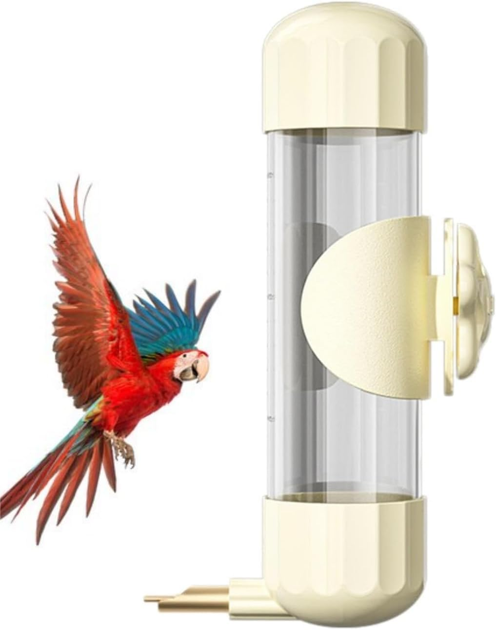 Water Bottle Bird Drinker Pet Bird Water Feeder Transparent Automatic Cockatiel Parakeet Water Dispenser Firing Pin Design (White, 200Ml)