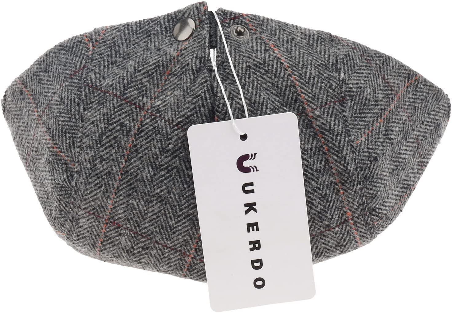 Ukerdo Mens Plaid Flat Berets Hat Newsboy Cabbie Duckbill Caps Fedora Adjustable Vintage Hiking Cycling Drivers Winter Warm Accessories for Birthday Gifts - C image number 5