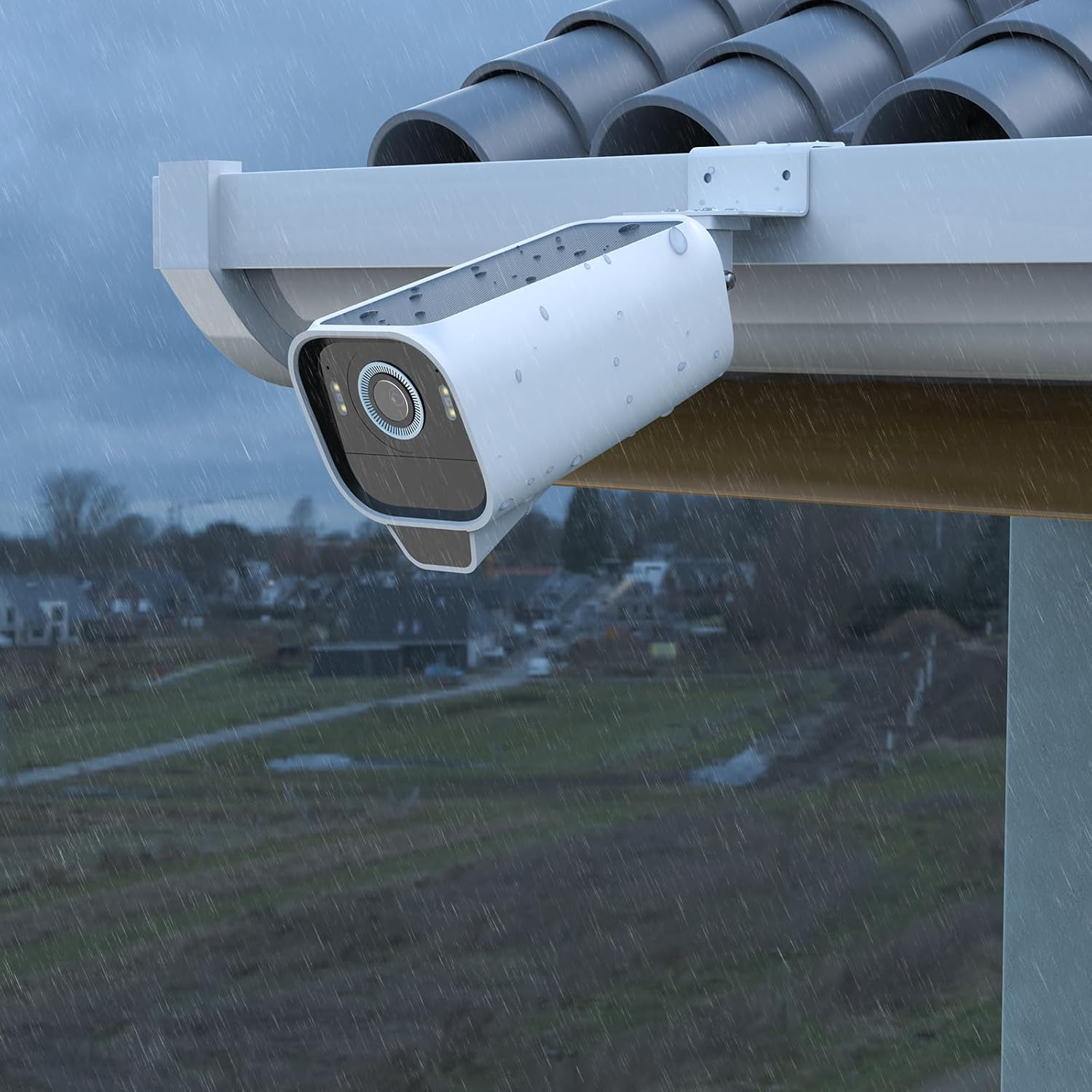 TIUIHU Gutter Mount for Eufycam S3 Pro Camera, Gutter Mount with Waterproof Silicone Case for Eufy Solar Surveillance Camera Outdoor (White) image number 1