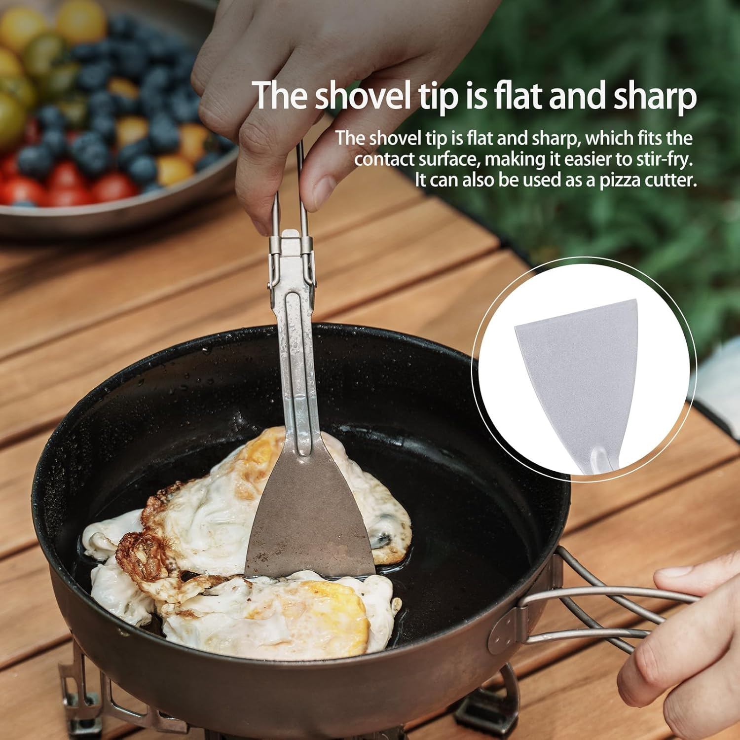 Boundless Voyage Titanium Folding Spatula Frying Shovel with Folding Handle Food Turner for Camp Kitchen Outdoor Cooking Ti1076T image number 3