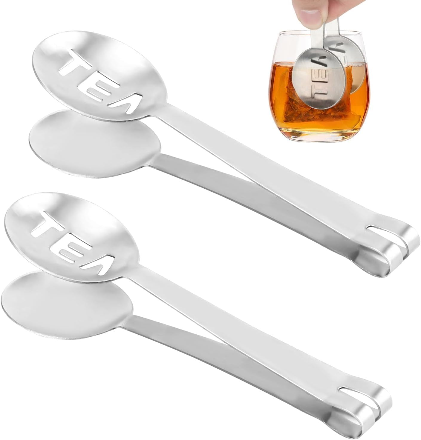 Cozioz 2-Pack Stainless Steel Tea Bag Squeezer & Tea Spoon Set &ndash; Multi-Function Tea Tongs, Strainer Clip, and Tea Accessories for Loose Tea, Ice Cubes, and Sugar image number 5