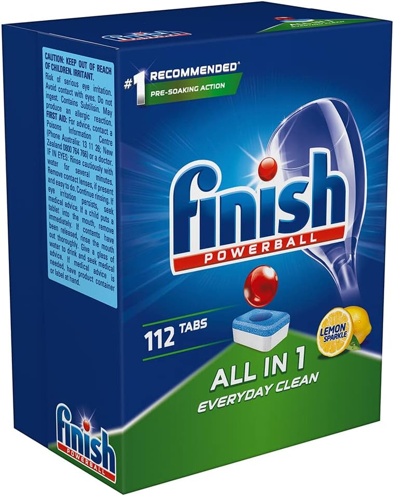 Finish Powerball All in One Dishwasher Tablets, Lemon Sparkle, 112 Tablets image number 6