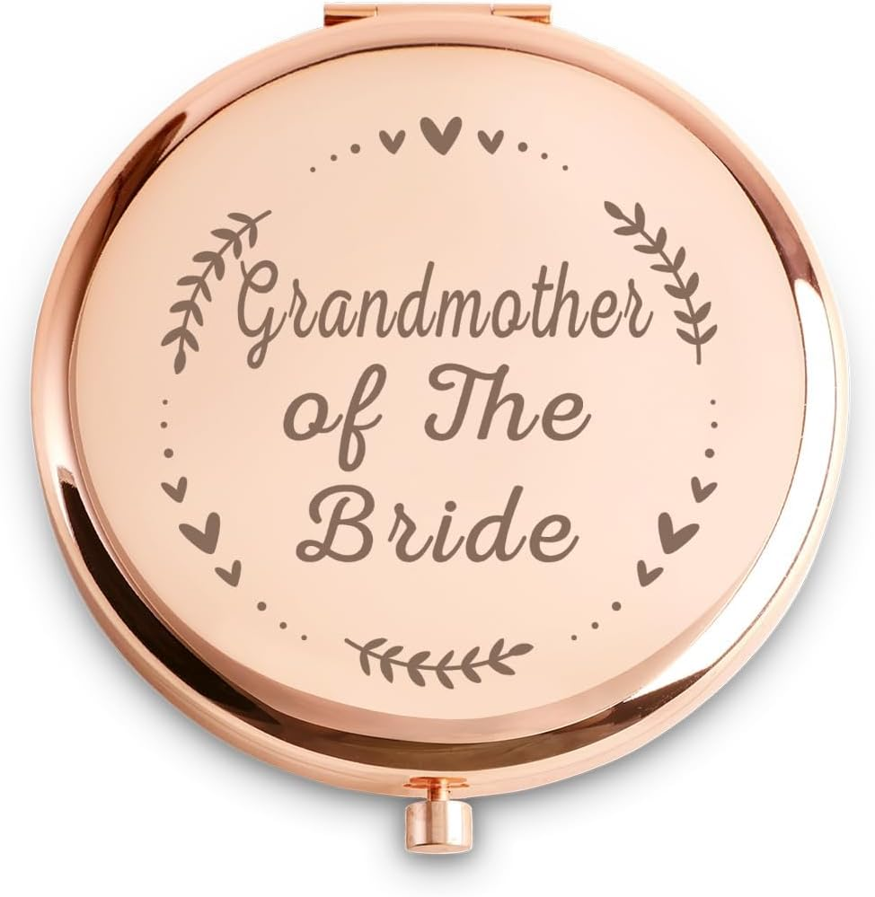 Grandmother of the Bride Gifts, Personalised Engraved Compact Mirror for Bridal Shower, Wedding, Bachelorette Party