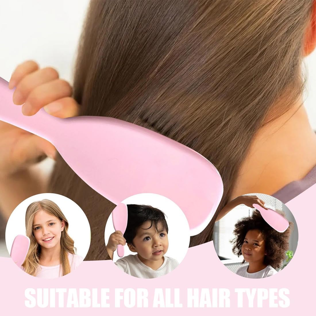 Hair Brush, Pink Detangler, Detangling Brush for Shower, Combing without Pulling, Ideal for Dry & Wet Hair, Ergonomic Handle, Painless Detangling, Ideal for Conditioner Distribution image number 1