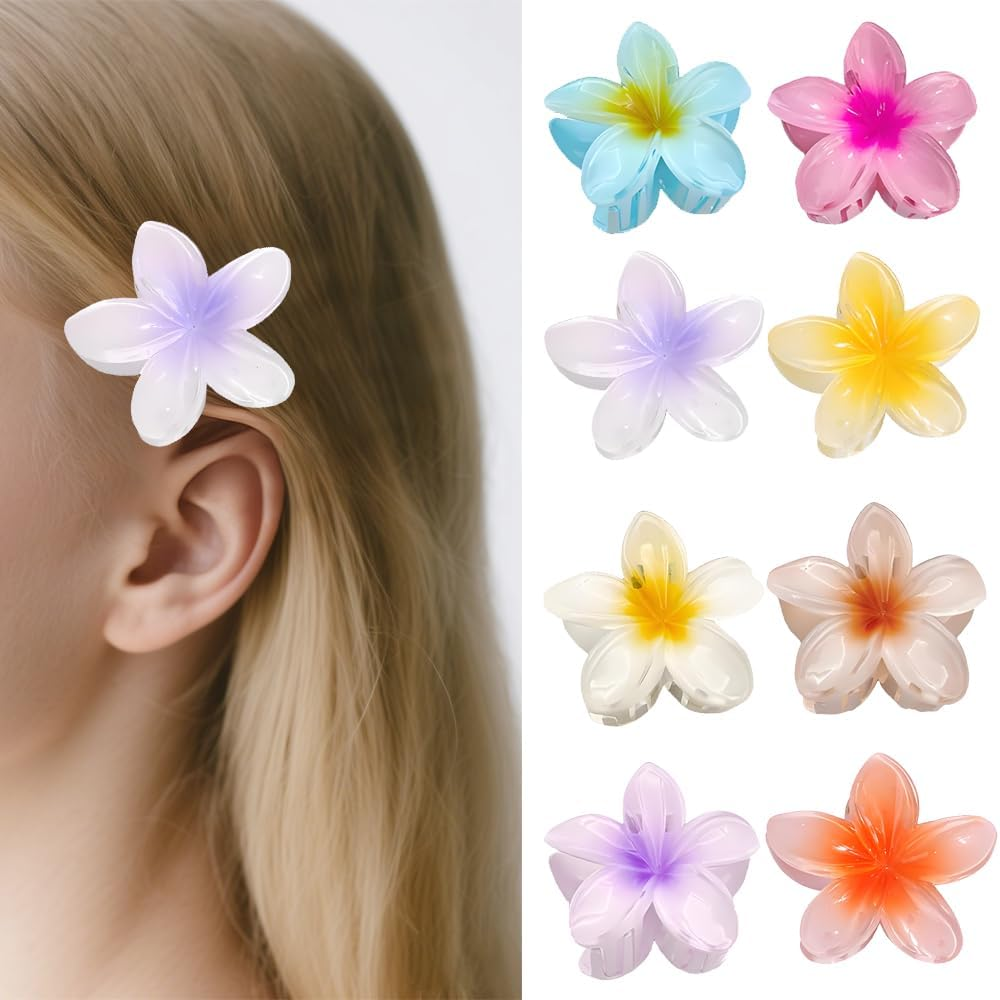Voarge Pack of 8 Flower Hair Clips, Cute Acrylic Hair Clips for Women Hair, Large Hair Clip for Thick Hair, Strong Hold, Non-Slip Hair Clip for Fixing Hair image number 3
