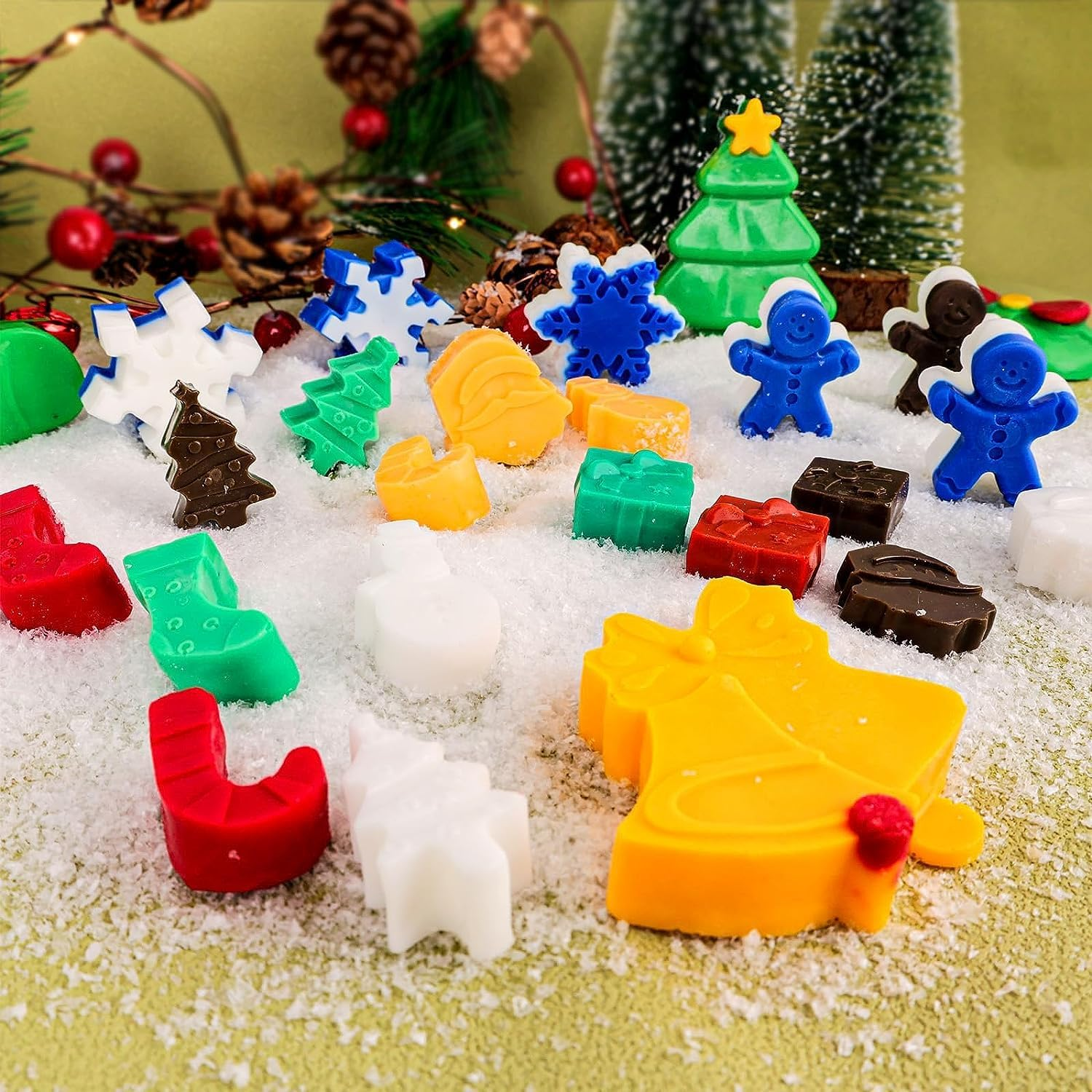 BREEZO Christmas Silicone Moulds, 2PCS Snowflake Snowmen Chocolate Moulds Soap Candy Cake Muffin Jelly Trays Baking Molds for Home Party Christmas Xmas Cake Decoration image number 4