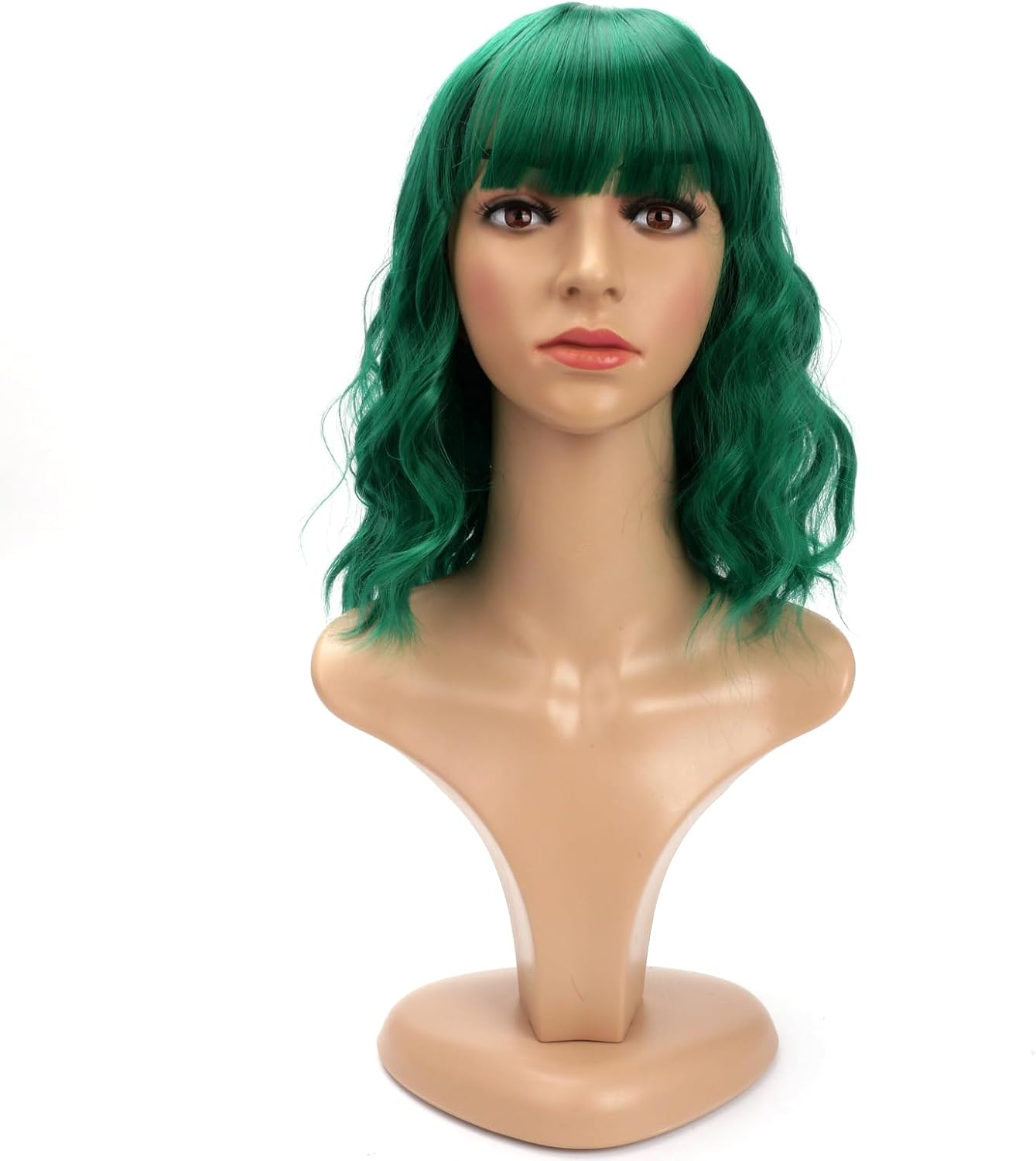 BERRYLION Wigs for Women|Short Bob Wig with Bangs|Synthetic Wavy Bob Wig with Air Bangs (Wine Red)