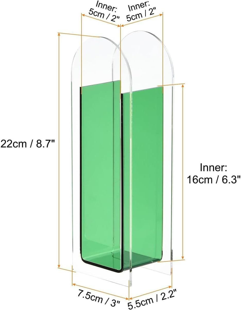 AIMALL Acrylic Transparent Vase for Flower Arrangement, Creative Colourful Desktop Decoration Fish Tank Style, for Dried or Fresh Flowers, 8.27In and 8.7In Home Ornament