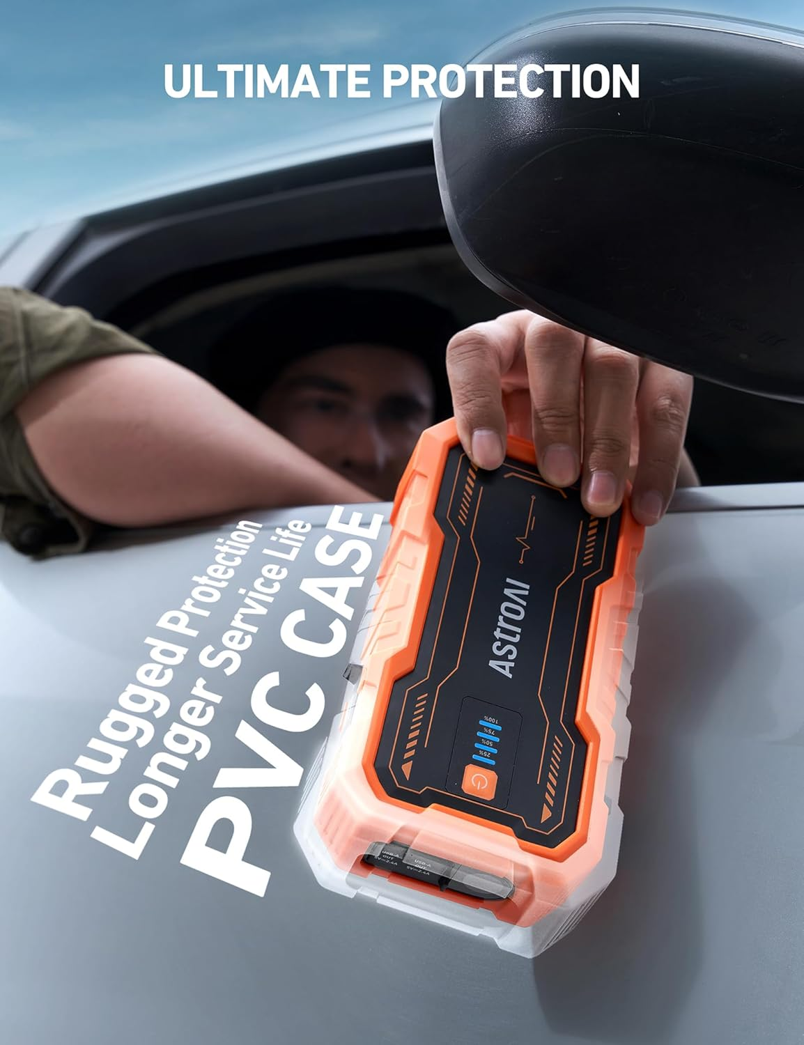 Astroai S8 Pro Car Jump Starter Power Bank, 3000A Portable Car Battery Jump Starter for 12V Vehicles up to 9.0L Petrol & 7.0L Diesel Engines (Orange) image number 1