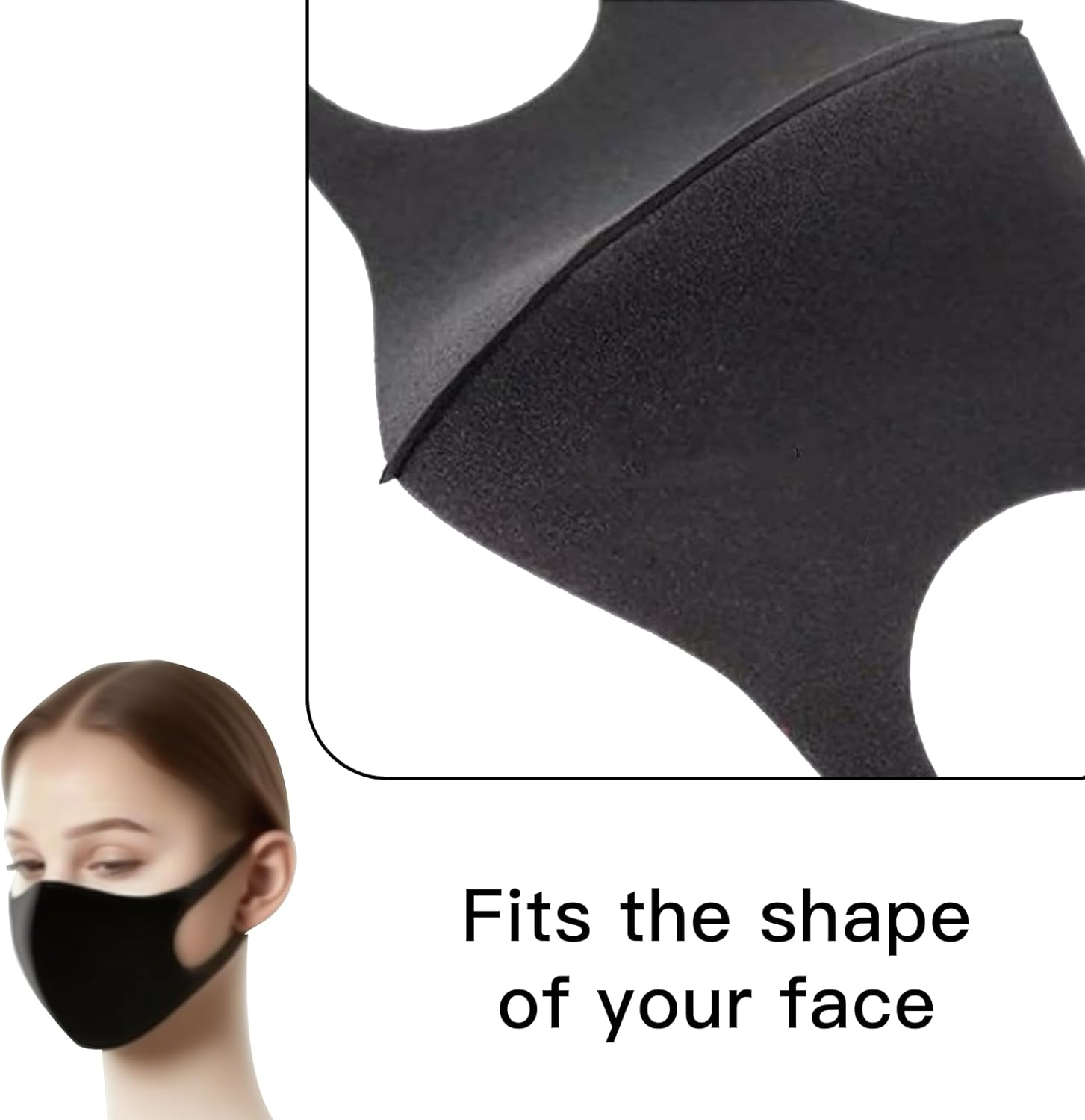 ONBPIY Black Face Mask 12 Pack Reusable Washable Breathable Fabric for Men Women Unisex Daily Use Face Cover Mask image number 3