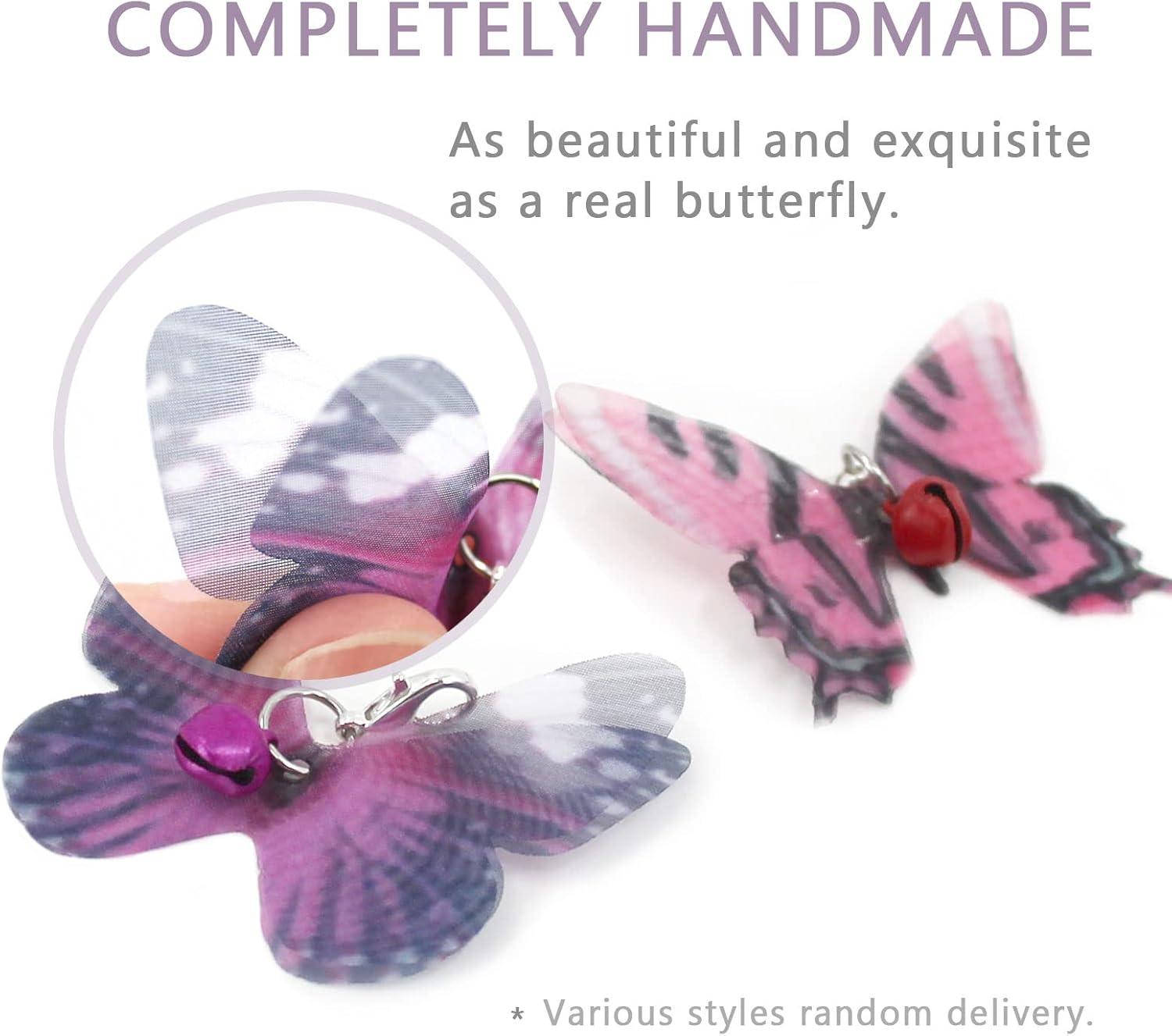 SONGWAY Cat Butterfly Toys Replacement - 10 Pcs Butterfly Cat Toy Refills, Teaser Wand Toy with Bell for Indoor Cats Kittens image number 2