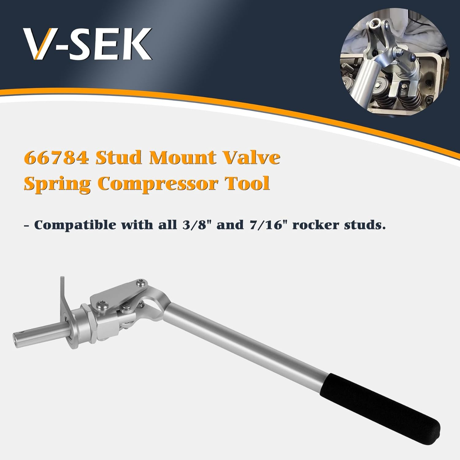 66784 Stud Mount Valve Spring Compressor Tool Valve Spring Removal Installer Tool Compatible with All 3/8 & 7/16 Inch Rocker Studs image number 5