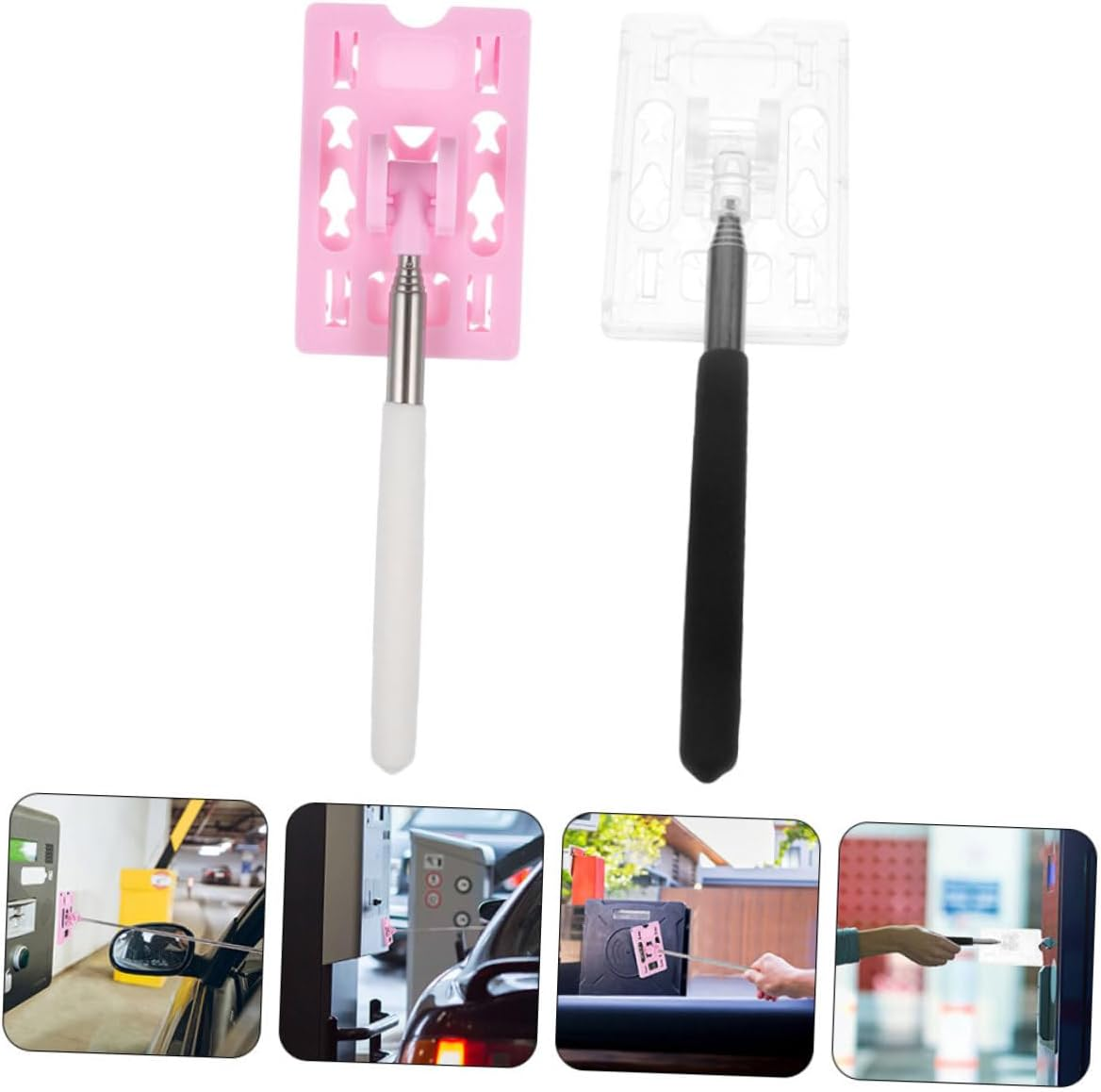 SUPVOX 2Pcs Car Supplies Car Card Toll Stick Payment Holder Toll Tag Holder for Car Garage Parking Aid Parking Card Holder Stick Parking Garage Card Holder the Sign Telescopic Abs image number 2
