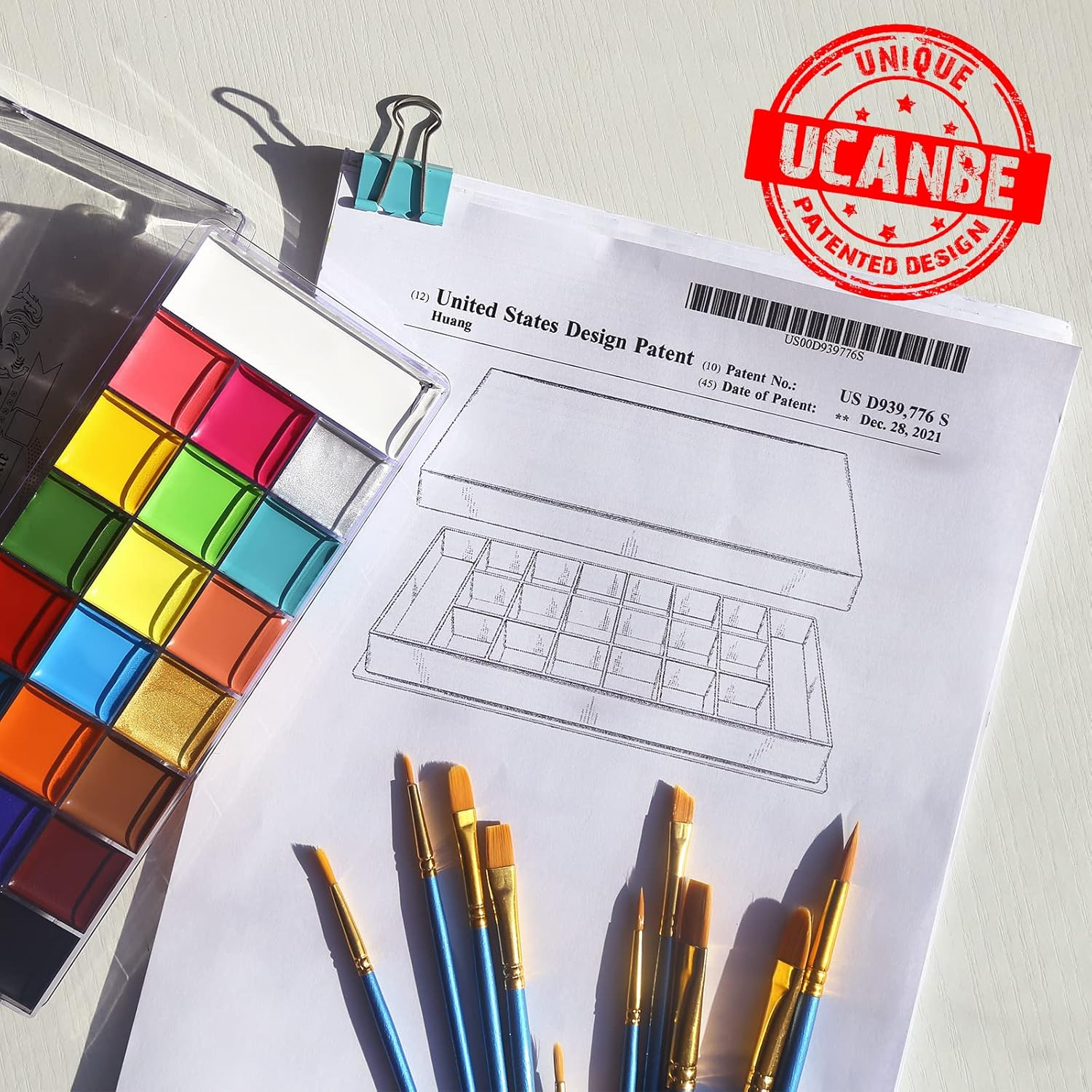 UCANBE Face Body Paint Set-Athena Painting Palette,10 Professional Artist Brush,Large Deep Pan Ideal for Halloween Cosplay Party SFX Arty Stage Makeup image number 3