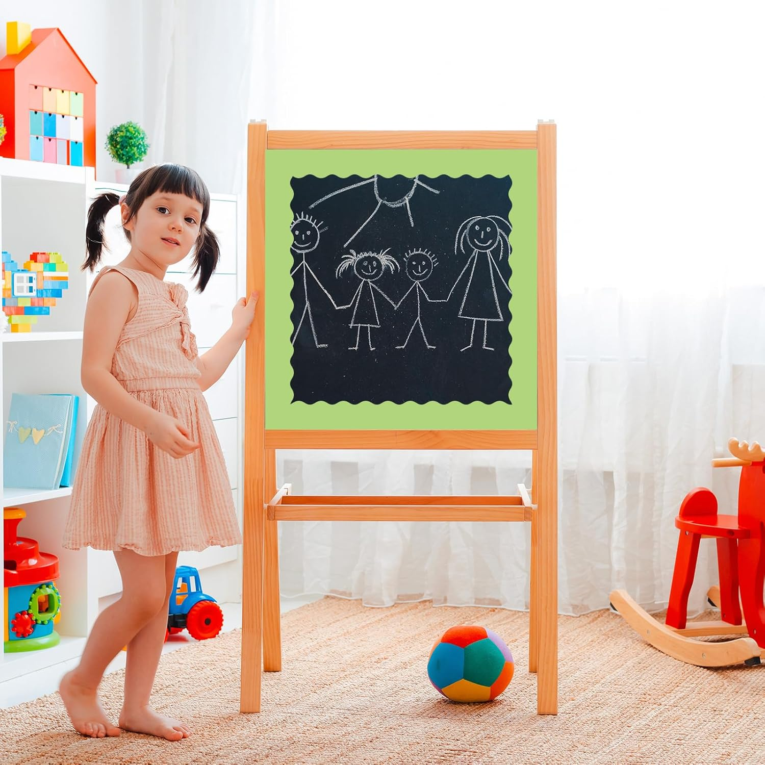 Whaline 65.6Ft Green Bulletin Board Borders - 4 Rolls Gradient Series Die-Cut Strips, Colorful Rolled Trim for School Classroom Office Chalkboard Decoration image number 3