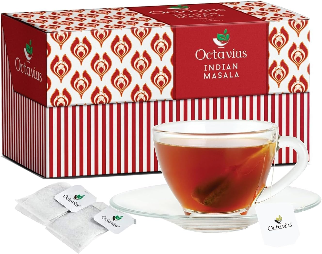 Octavius Enveloped Indian Masala Black Tea &ndash; 30 Flavoured Tea Bags | Pure Aromatic Spiced Chai | Energising Black Tea | Supports Weight Management & Digestion | Authentic Indian Blend image number 5