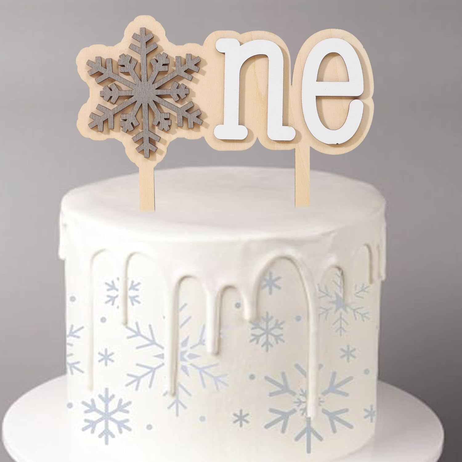 Wooden Snowflake One Cake Topper - Snowflake 1St Birthday Party Decorations, Winter Onederland First Birthday Cake Topper, Christmas Snowflake Holiday Party Supplies, Wooden Birthday Cake Decor image number 5