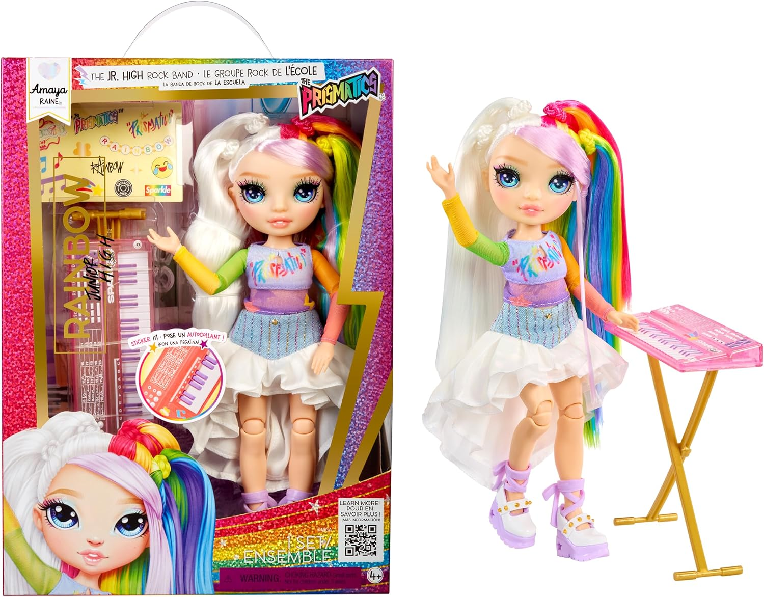 Rainbow High Jr High Rock Band - Sunny, Yellow 9&rdquo; Fashion Doll with Guitar, Customize with Stickers, Posable, for Kids Ages 4+